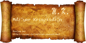 Máyer Krisztián névjegykártya